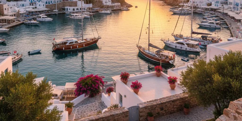 Die Festungsmauern von Dalt Vila, die sich in der Abenddämmerung über dem Hafen von Ibiza-Stadt erheben